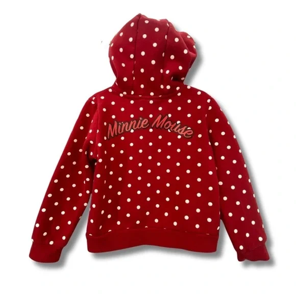 Disney Kids Minnie Mouse Hoodie Sweatshirt Red Polka Dot Sequins Size 5-6 yr GUC - Picture 3 of 12
